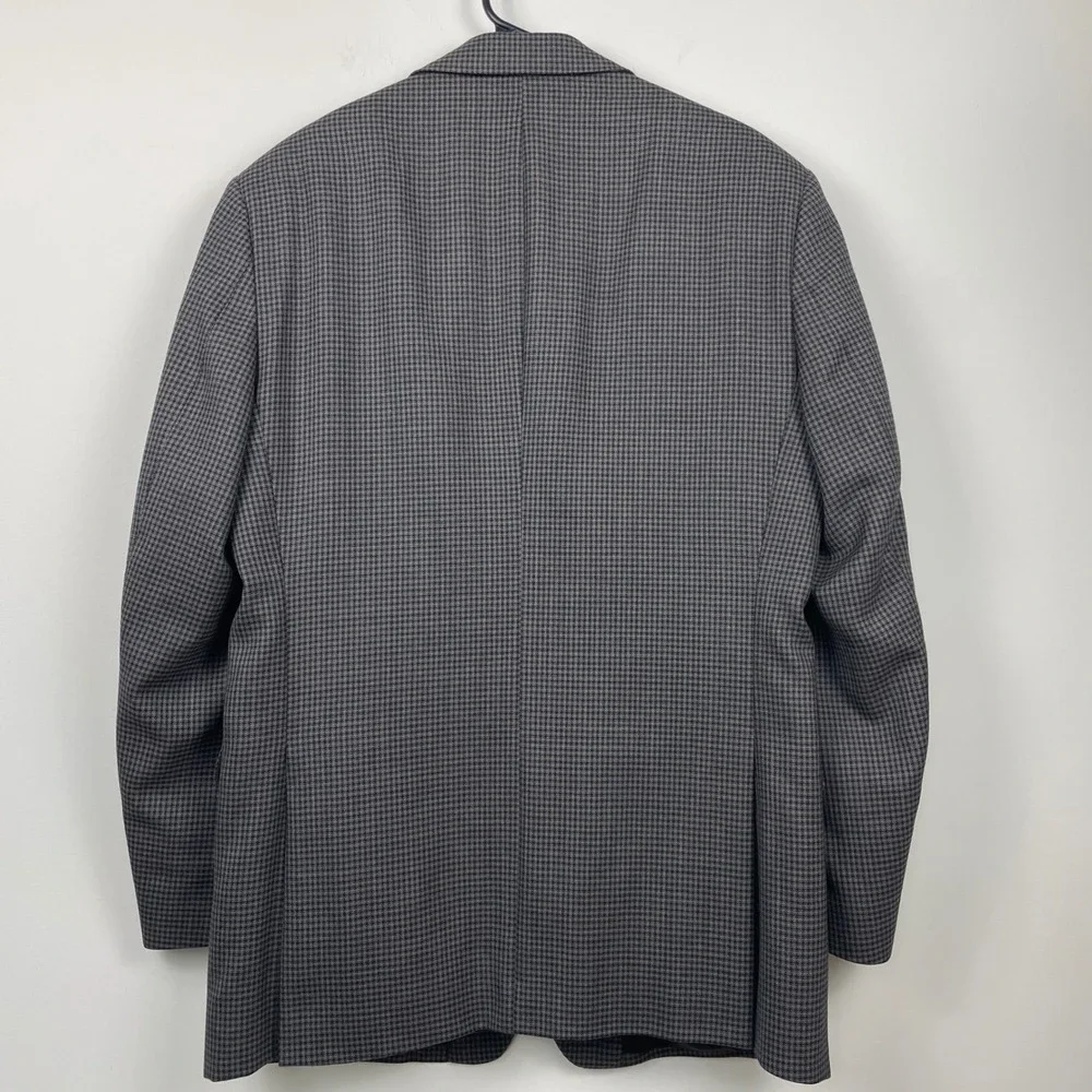 Jos A Bank Travelers Collection Wool Sport Coat 42L Grey Houndstooth‎ Blazer